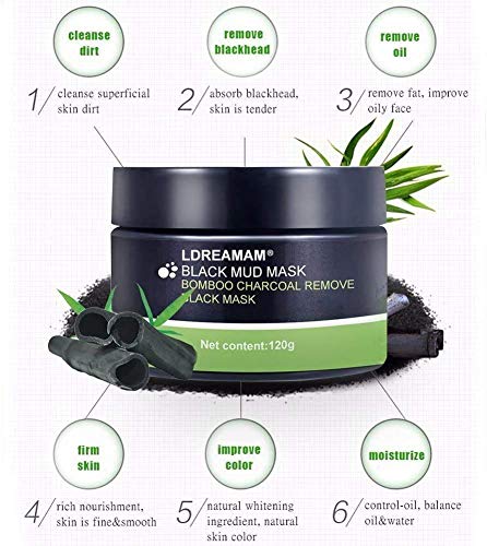 Mascarilla Exfoliante Facial,Puntos Negros Mascarilla,Black Mask Máscara Facial de Barro Negro,Purificante Espinillas y Piel Muerta, Hidratar Piel, Eliminar Puntos Negros, Acné 120g