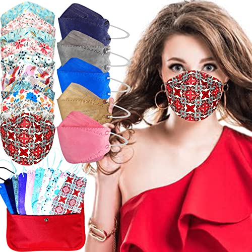 Mascarilla FFP2 Colores, Pack de 20x Mascarillas FFP2 NR de Colores Homologadas 5 Capas Forma 3D Tipo Pez + Mask Case Color Aleatorio