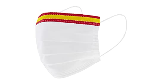 Mascarillas Bandera de España Calidad Quirúrgica (Pack de 10 uds.) (Blanco) ESPAÑOLITAS