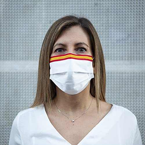 Mascarillas Bandera de España Calidad Quirúrgica (Pack de 10 uds.) (Blanco) ESPAÑOLITAS