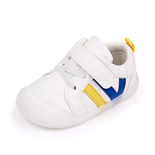 MASOCIO Zapatillas Bebe Niño Niña Zapatos Primeros Pasos Bebé Deportivas Antideslizante Talla 21 Blanco Azul