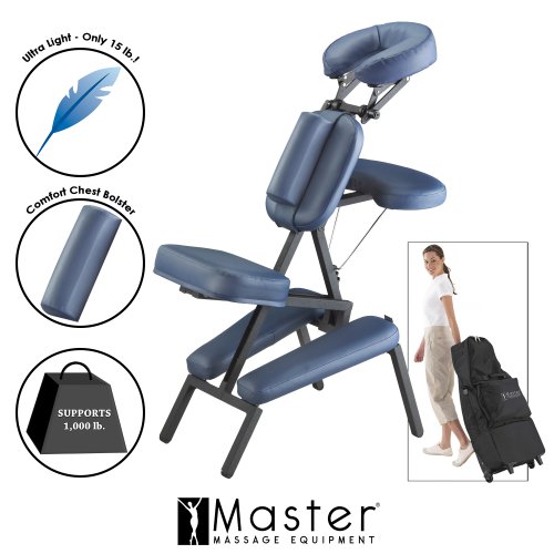 Master Massage Silla de Masaje Fisioterapia Profesional, Silla de Masaje con Estuche , Ligera , Portátil y Plegable - Azul Imperial