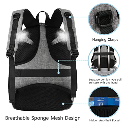 MATEIN Mochila Portatil Hombre Impermeable Mochila para Ordenador Portátil 15.6 Pulgadas Mochila Ejecutivo con Puerto USB para Trabajo Empresarial Profesional Viajar Universidad Colegio - Gris