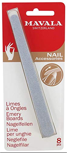 MAVALA Limas de Uñas de Madera Para Uñas Frágiles con Tendencia a Abrirse con 2 Tamaños de Partículas de Limado, Colores Surtidos, 8 Unidades