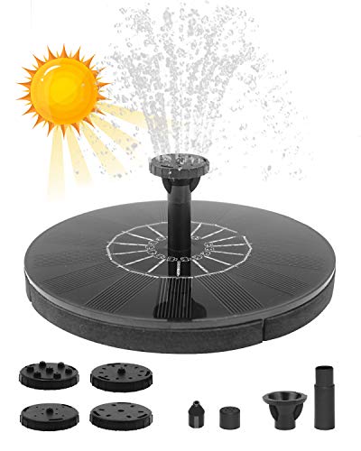 Maxesla Fuente Solar Jardin, 1.4W Bomba de Agua Solar de Jardín Solar Flotante con 4 boquillas, Bomba Solar para Estanque para Pequeño Estanque Baño de Aves Fish Tank Decoración del Jardín