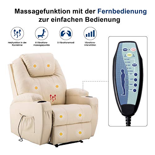 MCombo 7061 - Sillón de relax eléctrico con función de vibración y calefacción