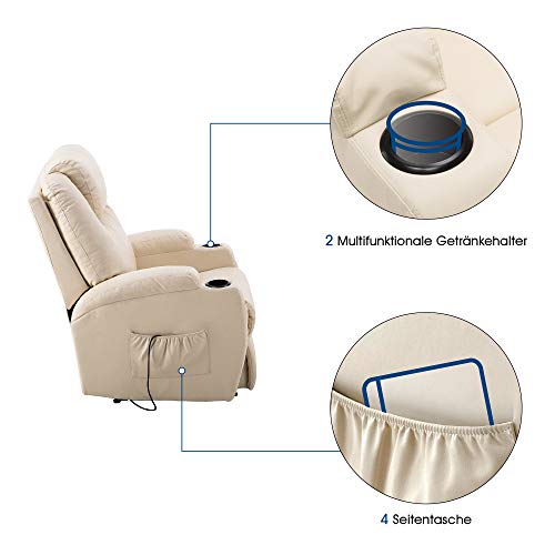 MCombo 7061 - Sillón de relax eléctrico con función de vibración y calefacción