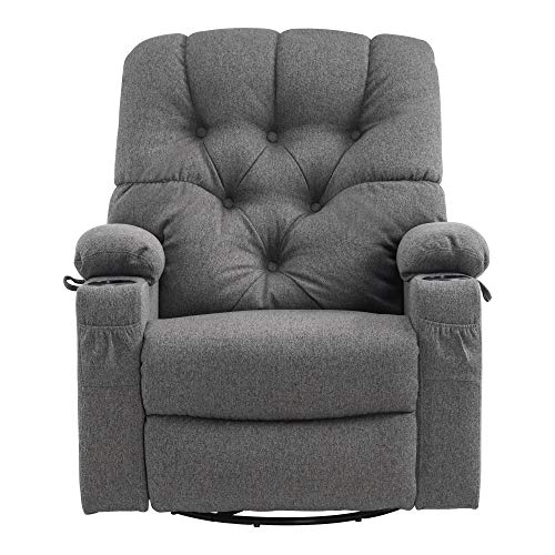 MCombo 7072 - Sillón de relax eléctrico con giro de 240° y balancín de estilo retro, funda de tela, 97 x 90 x 106 cm