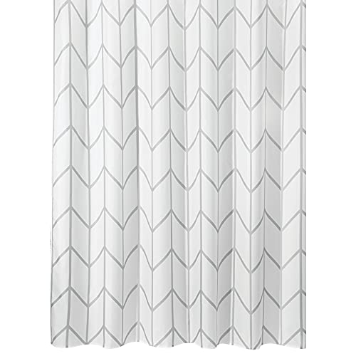 mDesign Cortina de ducha de poliéster – Accesorio de baño moderno para la ducha – Cortinas de baño impermeables con diseño de espiga – Cortinas para el baño de 183 cm x 183 cm – gris/blanco