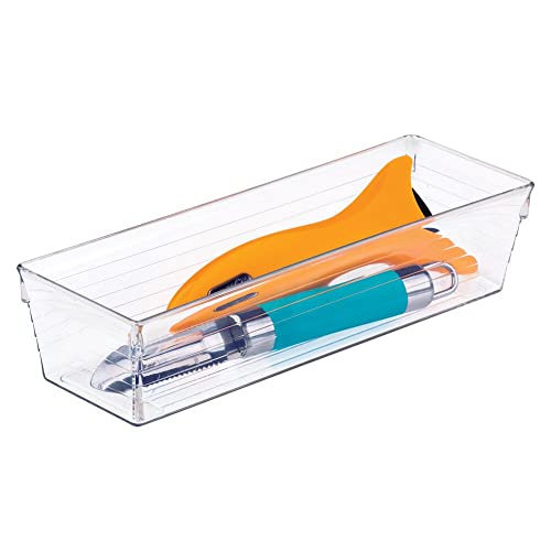 mDesign Práctico cubertero para cajón – Caja transparente para cubiertos y utensilios de cocina – Cajones de plástico de almacenaje libres de BPA – Juego de 6 – transparente