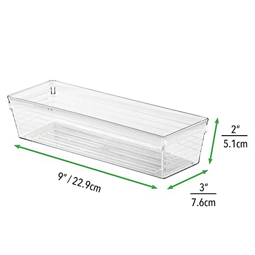 mDesign Práctico cubertero para cajón – Caja transparente para cubiertos y utensilios de cocina – Cajones de plástico de almacenaje libres de BPA – Juego de 6 – transparente