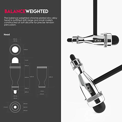 MDF® Trömner Neurológica Reflex martillo con mango de punta afilada para las respuestas cutáneas y superficiales (MDF555) (Ligero-Negro)