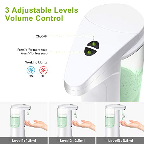 MECO ELEVERDE Dispensador Jabón Líquido Automático,Dispensador Gel Hidroalcohólico Dosificador 370ML, 3 Engranajes Dispensador Impermeable sin Contacto Desinfectante Manos para Cocina Baño