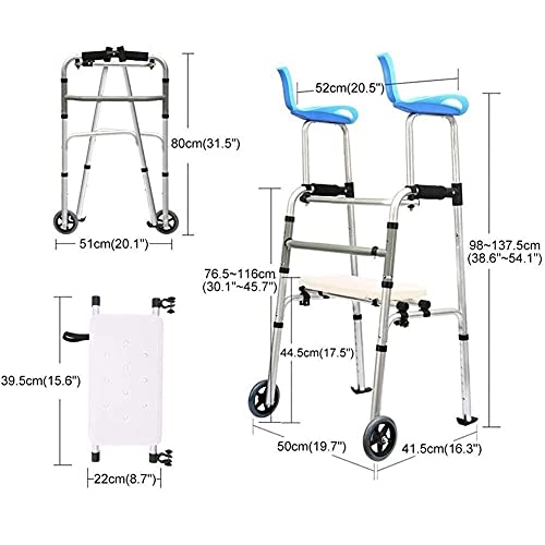 Medical Rolling s para Personas Mayores, con Asiento, reposabrazos y Ruedas, Soporte de Altura Ajustable, para Personas Mayores Altas (Estilo: Style1)