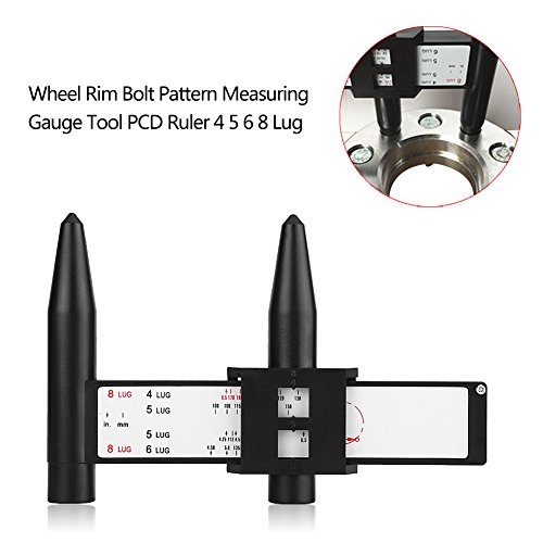 Medidor de llanta de rueda, herramienta de medidor de medida deslizante de patrón de perno de llanta de coche Regla PCD 4 5 6 8 Terminal