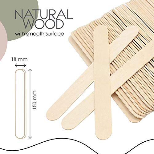 Medrull – Depresores de lengua – 100 piezas 1,8 cm x 15 cm – Palitos de madera, no estéril, para uso exterior, para aplicar pomadas o ceras – Palos para manualidades – Palos helado