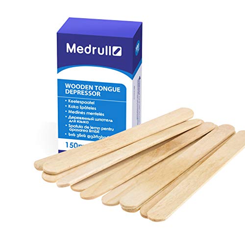 Medrull – Depresores de lengua – 100 piezas 1,8 cm x 15 cm – Palitos de madera, no estéril, para uso exterior, para aplicar pomadas o ceras – Palos para manualidades – Palos helado