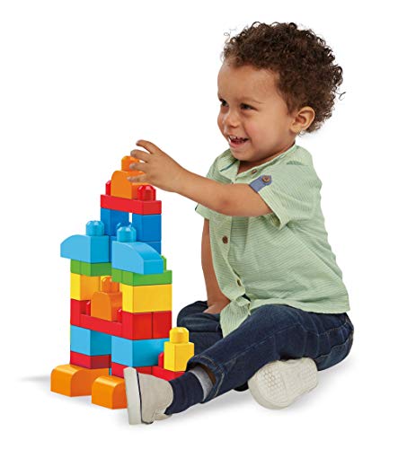 Mega Bloks Bolsa clásica con 60 bloques de construcción, juguetes bebés 1 año (Mattel DCH55)