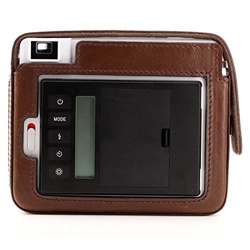 MegaGear MG1295 Ever Ready - Funda de Piel con Tapa Protectora para Leica Sofort Instantáneo, Color marrón Oscuro