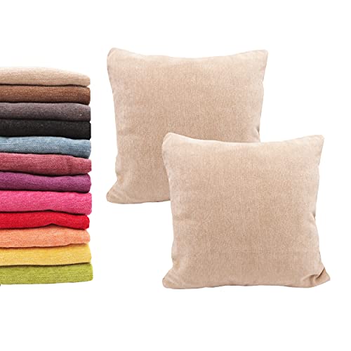 Meishida Juego de 2 Fundas de Cojín 50 x 50 cm Tejido de Chenilla Suave, Fundas Almohada con Cremallera Oculta Decorativa para Sofá y Cama (Beige, 50 x 50 cm)