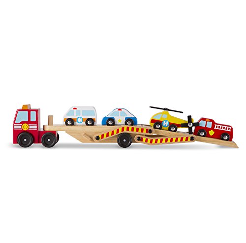 Melissa & Doug Cars & Trucks Juguete Portavehículos de Emergencia, Multicolor, 3+ Años