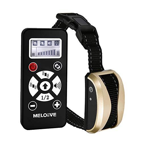 Meloive Collar Recargable Antiladrido Perros con Alcance de 730m, Collar de Adiestramiento con Modos Automático y Manual, 7 Niveles de Vibración, Sonido, Mode Y.