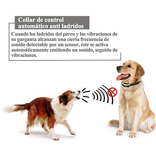 Meloive Collar Recargable Antiladrido Perros con Alcance de 730m, Collar de Adiestramiento con Modos Automático y Manual, 7 Niveles de Vibración, Sonido, Mode Y.