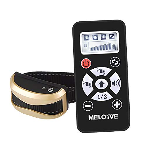 Meloive Collar Recargable Antiladrido Perros con Alcance de 730m, Collar de Adiestramiento con Modos Automático y Manual, 7 Niveles de Vibración, Sonido, Mode Y.