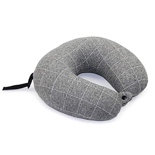 Memoria espuma cuello almohada suave lento espacio de rebote espacio de viaje almohada sólido cuello cervical columna vertebral avión cojín (Color : Light Gray)