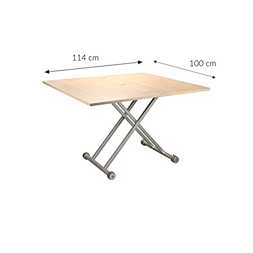 MERKAHOME - Mesa DE Centro ELEVABLE HIDRÁULICA Extensible Roble 100X57 CM Zanzibar