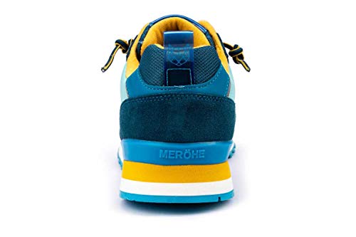 MERÖHE Kaikos | Zapatillas Deportivas Hombre Azul| Cierre de Cordones | Casual |Piel | Plantilla Gel Extraíble | Cordones Extra | Talla 43