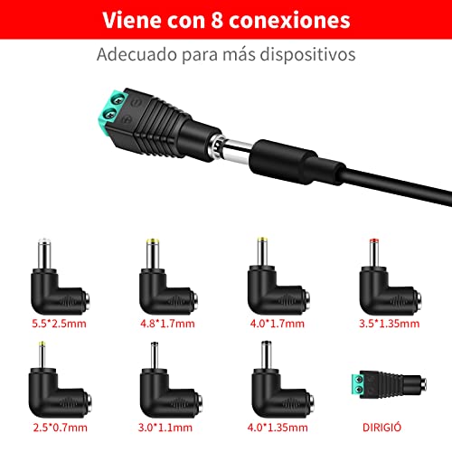 MEROM Fuente de Alimentación 6V 2A Cargador para Mecedora, Maquina eliptica, Medidor de presión Arterial Omron, Monitor de bebé, Adaptador con 8 Puntas