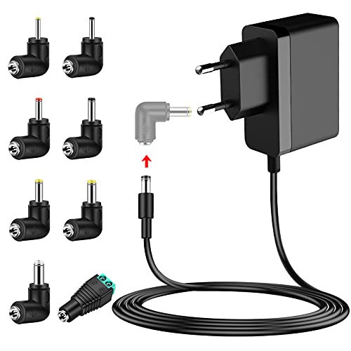 MEROM Fuente de Alimentación 6V 2A Cargador para Mecedora, Maquina eliptica, Medidor de presión Arterial Omron, Monitor de bebé, Adaptador con 8 Puntas