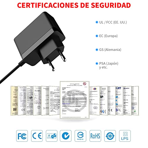 MEROM Fuente de Alimentación 6V 2A Cargador para Mecedora, Maquina eliptica, Medidor de presión Arterial Omron, Monitor de bebé, Adaptador con 8 Puntas