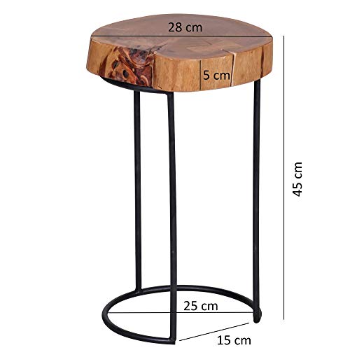 Mesa auxiliar de madera de acacia Wohnling 28 x 45 cm a modo de tronco form, New