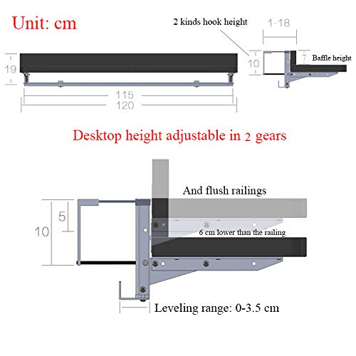 Mesa Colgante Blanca, Barra Moderna De La Barra De La Barra De La Pared Del Mostrador De La Pared Del Balcón De La Barandilla De La Aleación De Aluminio Colgando La Mesa Pl(Size:120×28cm,Color:blanco)