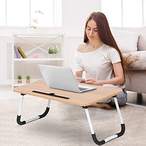 Mesa de Cama,Mesa Auxiliar Cama Plegable,Escritorio de Cama Plegable, Soporte de bambú para computadora portátil,Bandeja de Desayuno,Mesa Plegable portatil Ordenador ,Mesa Escritorio Plegable Cama