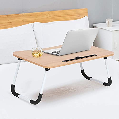 Mesa de Cama,Mesa Auxiliar Cama Plegable,Escritorio de Cama Plegable, Soporte de bambú para computadora portátil,Bandeja de Desayuno,Mesa Plegable portatil Ordenador ,Mesa Escritorio Plegable Cama