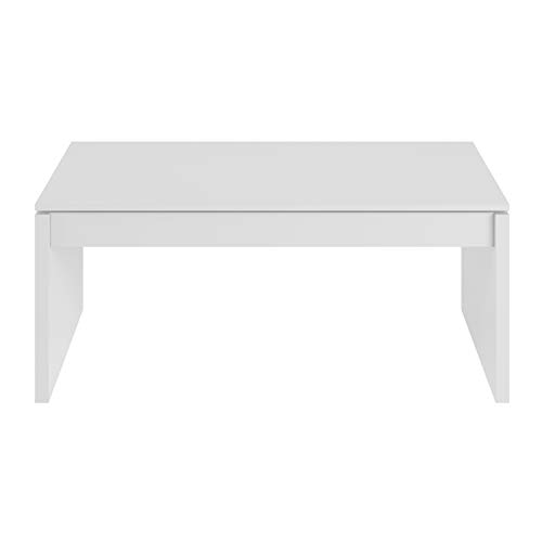 Mesa de Centro Elevable, Modelo Zenit, Mesita Salon Comedor, Acabado en Blanco Brillo, Medidas: 102 cm (Ancho) x 43/54 cm de (Alto) x 50 cm (Fondo)