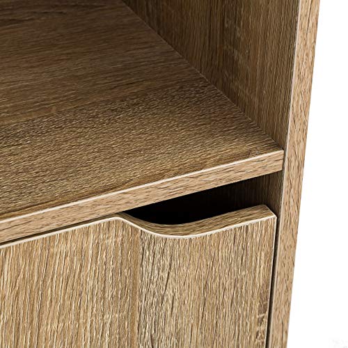 Mesilla de Noche de 1 Puerta nórdica marrón de Madera de 61x29x30 cm - LOLAhome