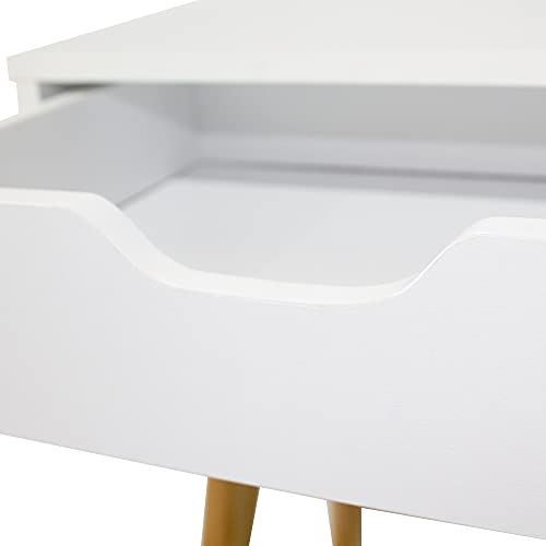 Mesita noche blanca alta 2 cajones Fiano dormitorio moderna nordico 60x40x30 cm