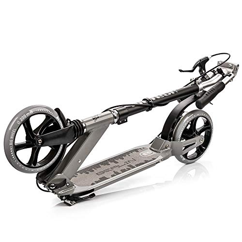 meteor Scooter Ruedas Grandes 200 mm Patinete para Niños y Adultos Muy Duradera hasta 100 kg - Pátinete de Aluminio Kick Scooter Plegable (Berlin)