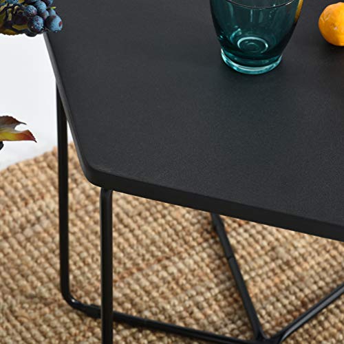 MEUBLE COSY mesa baja escandinava, mesa de salón, mesa de sofá minimalista moderna, mesa redonda de diseño moderno, negro, 45,5 x 40 x 41,5 cm 1.0