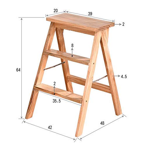 MHBGX Sencillo Multifuncional Plegable Del Taburete, Escalera Taburete de Madera Maciza Escalera Subiendo Fecal en Casa Cocina Silla de Tijera Escalera de Madera de la Sala de Heces Escalera Portátil