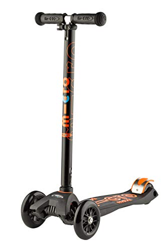 Micro Maxi Deluxe, Patinete 3 Ruedas, 5-12 Años, Carga Máx 70kg, Peso 2,5kg (Negro)