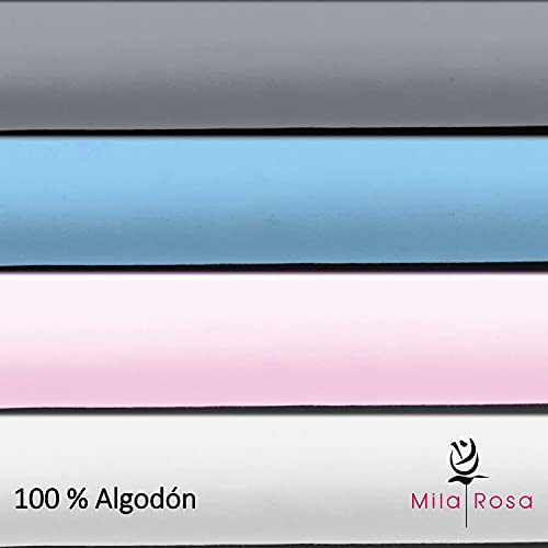 Milarosa Juego Sabanas Lisas 3 Piezas Algodon 100%. Juego de Sabanas Colores. Encimera, Sabana Bajera Ajustable y Funda Almohada. Fabricadas En España. Calidad. Color Blanco. Cama 105 cm