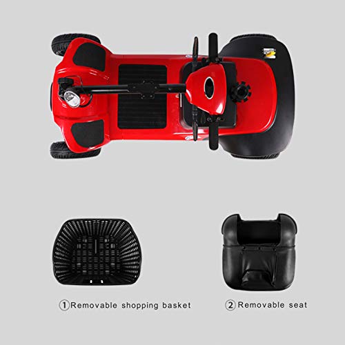 MILECN Scooter Eléctrico De 4 Ruedas para Discapacitados, Scooter Plegable New Energy, Bicicleta para Adultos Mayores Discapacitados, Motor 12AH 300W, Resistencia 20Km