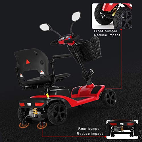 MILECN Scooter Eléctrico De 4 Ruedas para Discapacitados, Scooter Plegable New Energy, Bicicleta para Adultos Mayores Discapacitados, Motor 12AH 300W, Resistencia 20Km