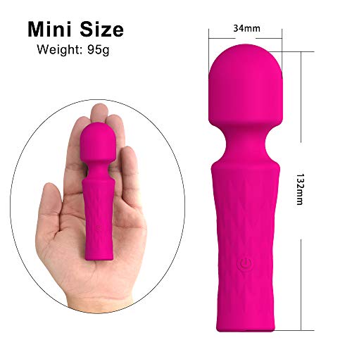 Mini Masajeador de Varita, Masaje Eléctrico de Mano Personal Inalámbrico USB Recargable Impermeable Wand Massager para Mujeres con 10 Modos de Vibración para el Cuello Hombro Espalda Masaje Corporal