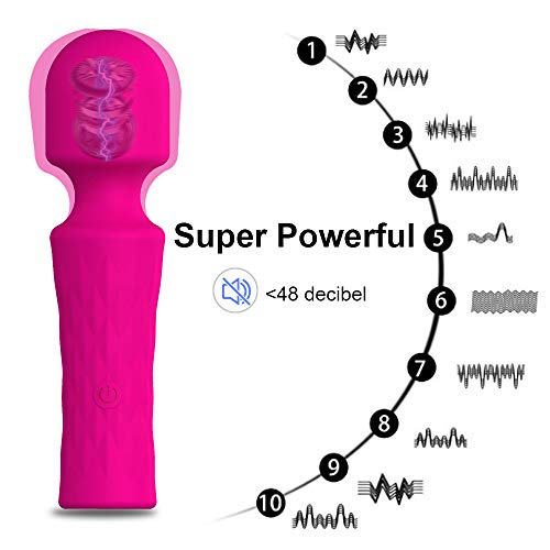 Mini Masajeador de Varita, Masaje Eléctrico de Mano Personal Inalámbrico USB Recargable Impermeable Wand Massager para Mujeres con 10 Modos de Vibración para el Cuello Hombro Espalda Masaje Corporal